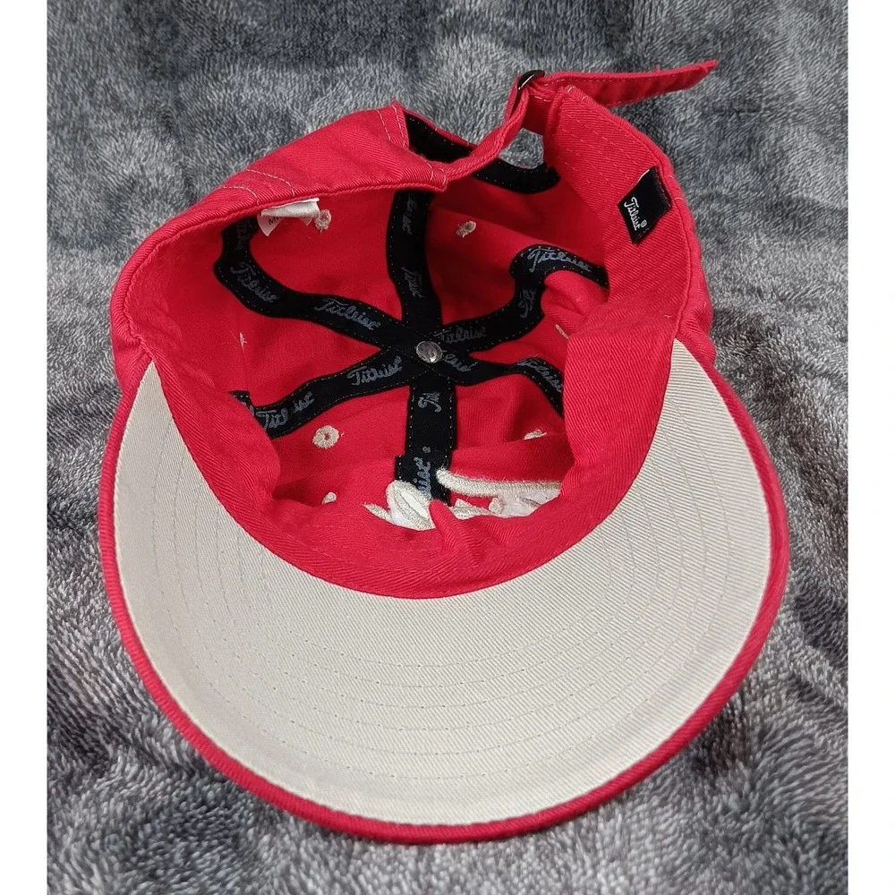 Titleist Golf Hat Cap Red Adjustable Embroidered Logo Mens‎